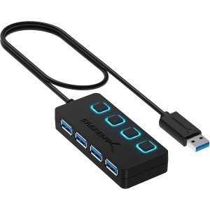 Sabrent 4‑Port USB 3.0 Hub with Power Switches