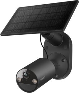 Tapo SolarCam C403 Kit, Outdoor Battery Camera w Solar Panel, Wireless, 1080P, Free Person Detection, SD Cloud Storage, Color Night Vision, Built-in Spotlights & Alarm, No Hub Needed, Black