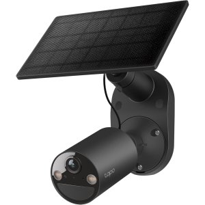Tapo SolarCam C403 Kit, Outdoor Battery Camera w Solar Panel, Wireless, 1080P, Free Person Detection, SD Cloud Storage, Color Night Vision, Built-in Spotlights & Alarm, No Hub Needed, Black
