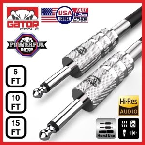Gator 1/4" TS Jack Male Instrument Guitar Bass Amp Cable 10ft